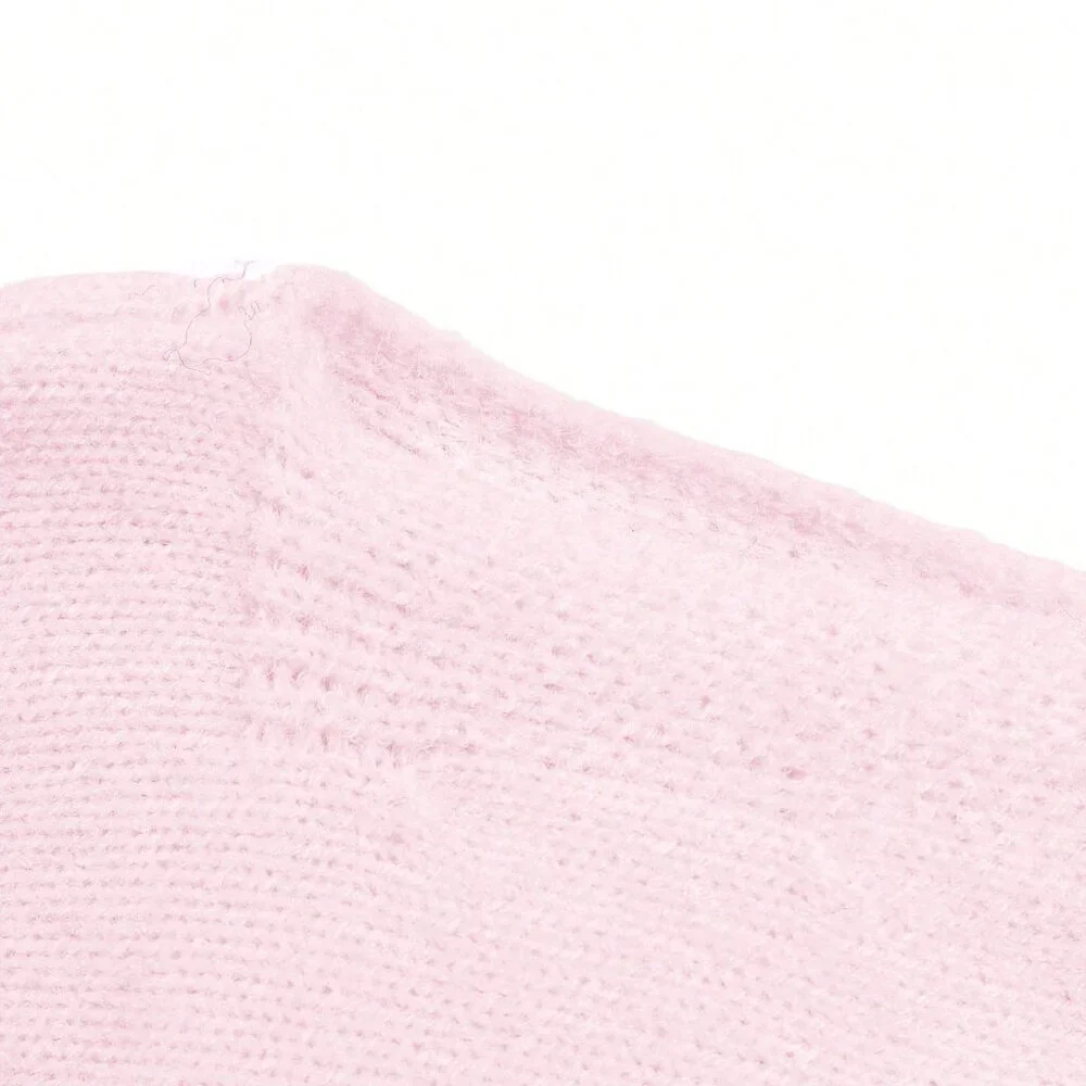Pink Casual Women's Asymmetric Shoulder Sweater